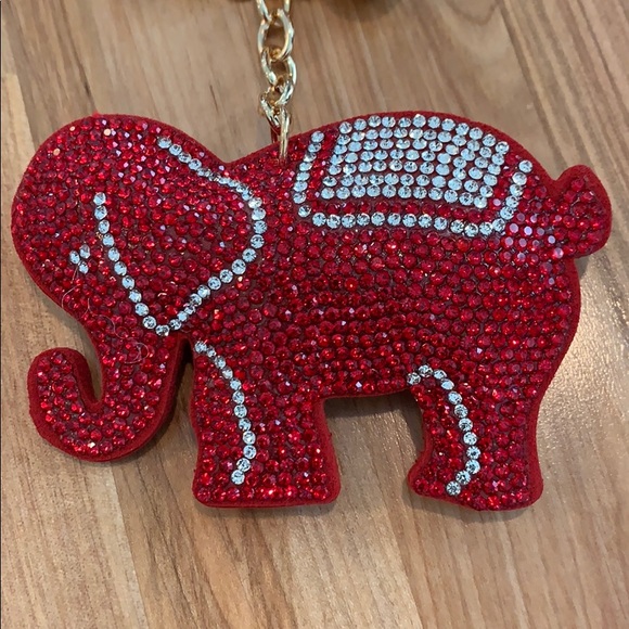 ALABAMA FANS Red/white Elephant Key Chain w/clip. - Picture 4 of 8